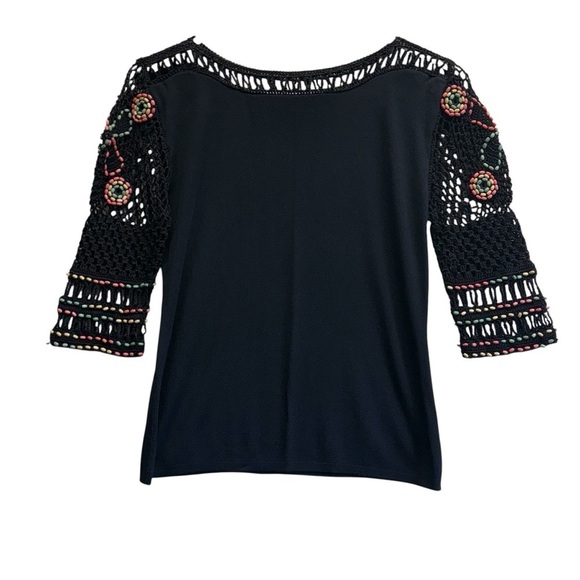 Joseph A’ Qu’est Tops - Joseph A’ Qu’est Black Embellished 3/4 Sleeve Blouse. Size M